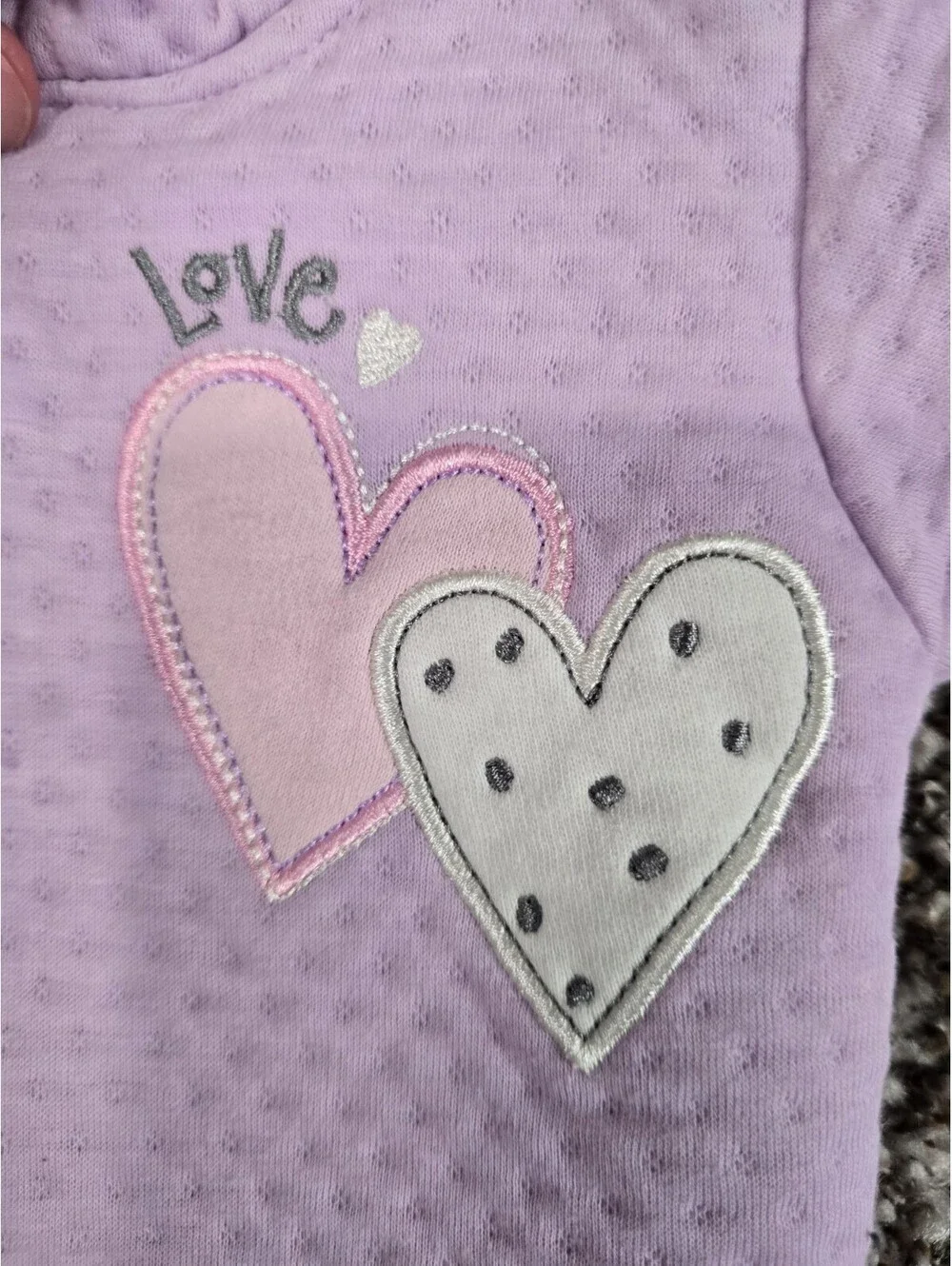Duck Duck Goose Baby Girls Sz 0-3M Zip Up Hooded Jacket Light Purple Hearts